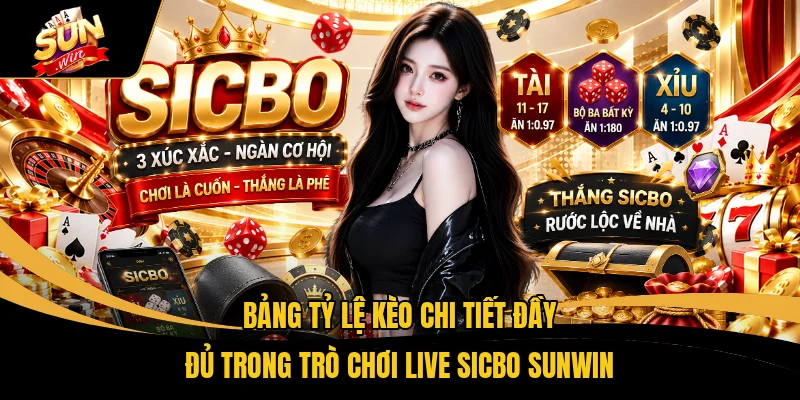 Bảng tỷ lệ kèo chi tiết đầy đủ trong trò chơi Live Sicbo SUNWIN